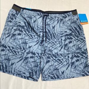 Columbia Blue and Black Board Shorts with Modern Design